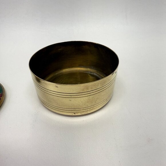 Cloisonne Lid Brass Trinket Box Vintage Interpur Taiwan Vintage - Picture 8 of 12